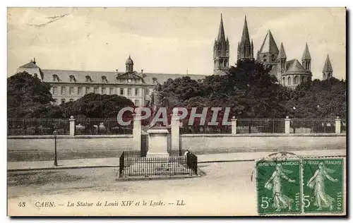 Ansichtskarte AK Caen la Statue de Louis XIV et le Lycee