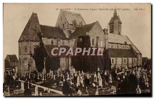Ansichtskarte AK Caen L&#39Ancienne Eglise Saint Nicolas Cimetiere
