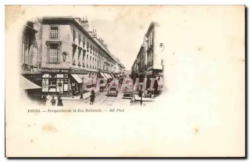 Cartes postales Tours perspective de la Rue Nationale Byrrh