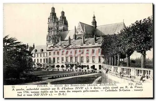 Cartes postales Tours Musee des Beaux Arts A gauche archeveche construit par d&#39Eschaux a droite palais ajoute