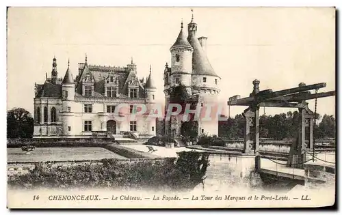 Ansichtskarte AK Chenonceaux le Chateau La Facade la Tour des marques et la Pont Levis