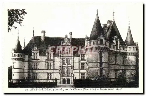 Cartes postales Azay le Rideau Le Chateau Facade Nord