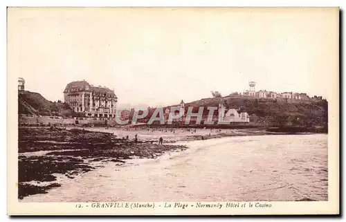 Cartes postales Granville La Plage Normandy Hotel Et Le Casino