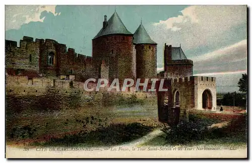 Cartes postales Cite De Carcassonne Les Fosses La Tour Saint sernin et les tours Narbonnaises