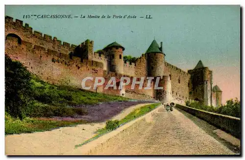 Ansichtskarte AK Carcassonne La Montee De La Porte D&#39Aude