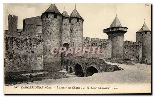 Cartes postales Carcassonne L'entree du Chateau et la Tour du Major