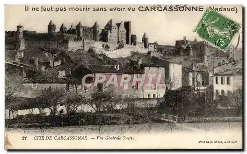 Ansichtskarte AK Cite Carcassonne Vue Generale Ouest