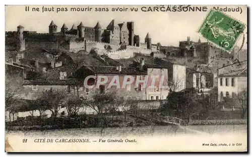 Cartes postales Cite Carcassonne Vue Generale Ouest