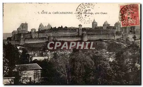 Cartes postales Cite de Carcassonne Vue Generale cote Ouest