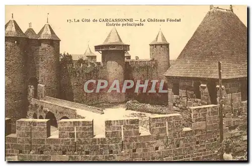 Cartes postales la Cite de Carcassonne Le Chateau Feodal Entree principale