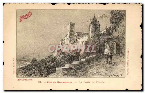 Cartes postales Cite de Carcassonne La Porte de L'Aude Publicite Maggi