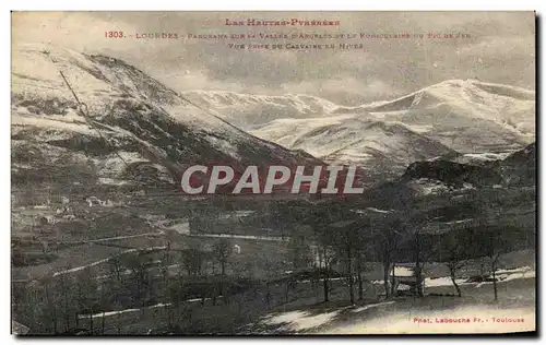 Ansichtskarte AK Les Hautes Pyrenees Lourdes Panorama sur la vallee d&#39Argeles et le funiculaire du Pic de Jer