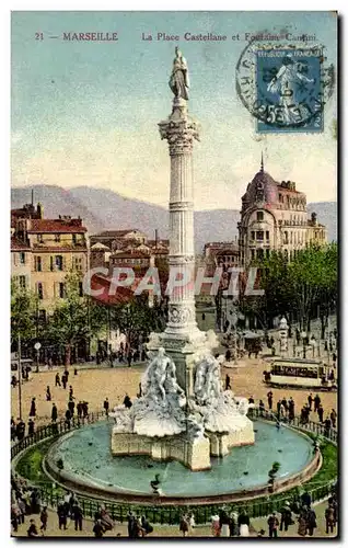 Ansichtskarte AK Marseille Le Place Castellane Et Fontaine Cantini