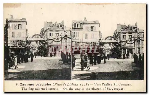 Cartes postales Les rues pavoisees Lisieux Vers l'eglise St jacques 30 septembre 1925