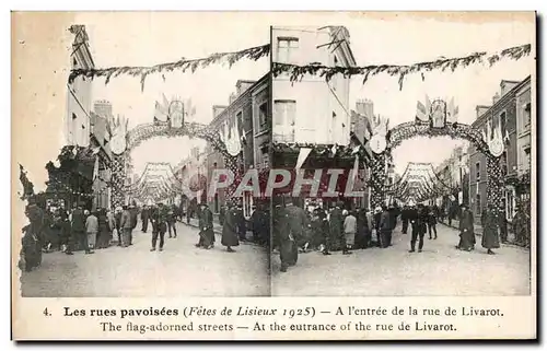 Cartes postales Les rues pavoisees Lisieux A l&#39entree de la rue de Livarot 30 septembre 1925