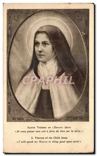 Cartes postales Sainte Therese De L&#39Enfant Jesus Je veux passer mon ciel a faire du bien sur la terre Bernade