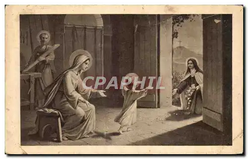 Cartes postales Ste Therese de l&#39Enfant Jesus jetant des fleurs sous les pas de l&#39Enfant Jesus Tableau all