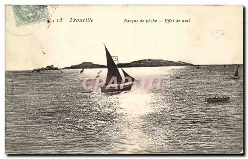 Cartes postales Troucolle Barque De Peche Effet De Nuit Bateau