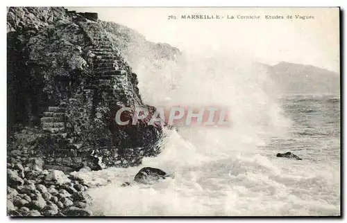 Cartes postales Marseille La Corniche Etudes de Vagues