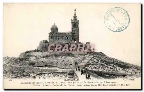 Ansichtskarte AK Marseille Basilique de Notre Dame de la Garde Vue Prise de la Passerelle de la Garde