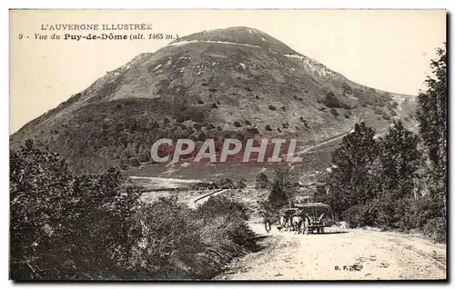 Cartes postales L&#39Auvergne Illustree vue du Puy de Dome Attelage a bois