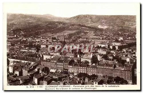 Cartes postales Clermont Ferrand Panorama pris des tours de la cathedrale quartiers Nord Ouest et Coteaux de Cha