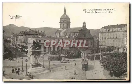 Cartes postales Clermont Ferrand Place de jaude Tramways