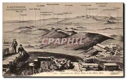 Cartes postales Panorama des Monts Dome et des Monts Dore