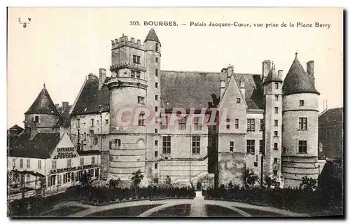 Cartes postales Bourges Palais Jacques Coeur vue prise de la Place Berry