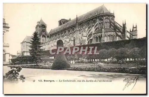 Cartes postales Bourges Le Cathedrale vue du Jardin de l'Archeveche