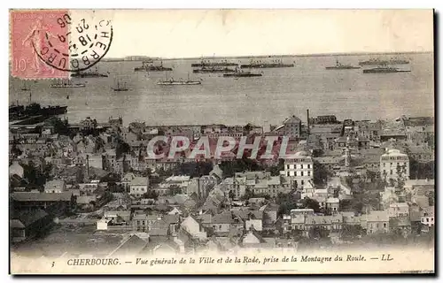 Cartes postales Cherbourg Vue generale de la Ville et de la Rade prise de la Montagne du Roule Bateaux