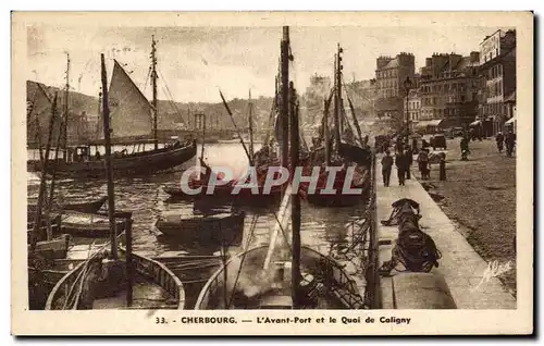 Ansichtskarte AK Cherbourg L&#39Avant Port et le Quai de Coligny Bateaux