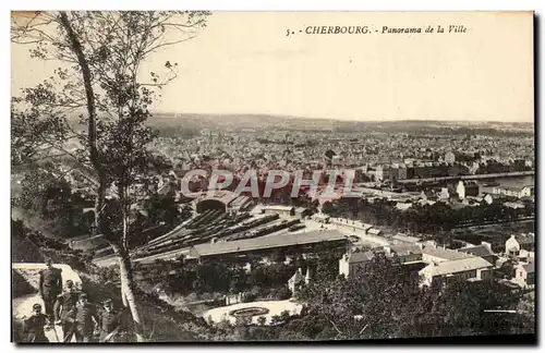 Ansichtskarte AK Cherbourg Panorama de la Ville Trains