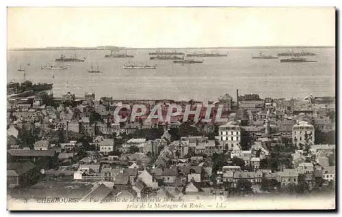 Ansichtskarte AK Cherbourg Vue generale de la ville et de rade prise de la Montagne du Roule Bateaux