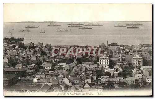 Cartes postales Cherbourg Vue generale de la ville et de rade prise de la Montagne du Roule Bateaux