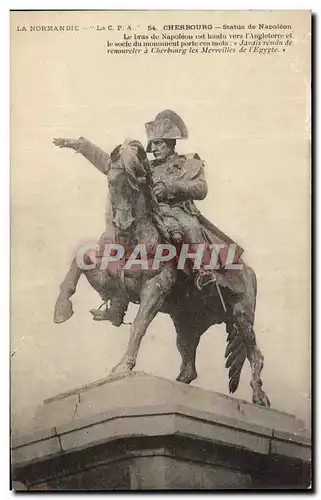 Ansichtskarte AK Cherbourg Statue de Napoleon 1er Le bras de Napoleon est tendu vers l&#39Angleterre