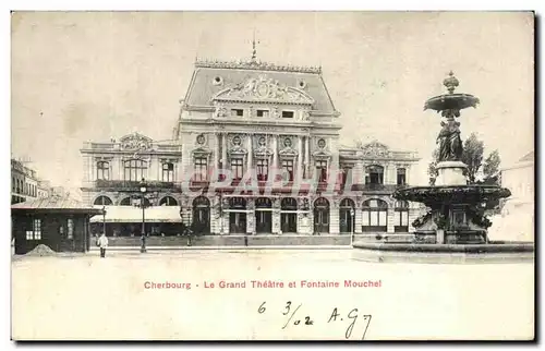 Cartes postales Cherbourg Le Grand Theatre et Fontaine Mouchel