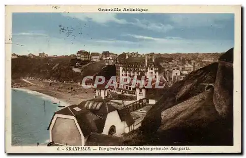 Cartes postales Granville Artisique Granville Vue generale des Falaises prise des Remparts