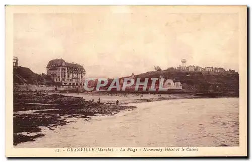 Cartes postales Granville La Plage Normandy Hotel et le Casino