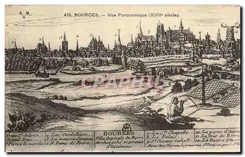 Cartes postales Bourges Vue Panoramique au 17eme