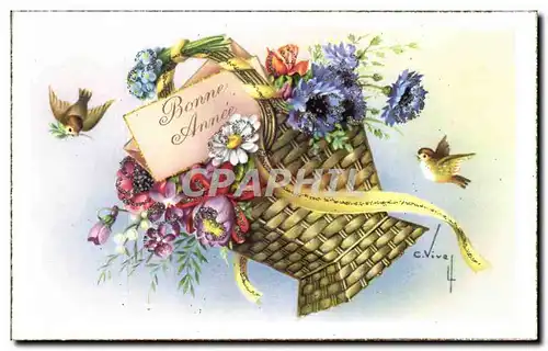 Cartes postales Fantaisie Fleurs Bonne Annee