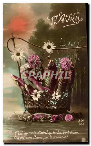 Cartes postales Fantaisie Avril Poissons Paques