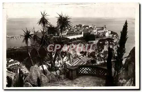 Cartes postales Le Rocher de Manaco vu des Jardins Exotiques Collection La Cote d'Azur