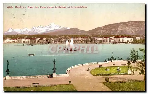 Cartes postales Geneve Quai Des Eaux Vives Le Saleve Et Le Montblanc