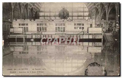 Cartes postales Crue De La Seine Janvier Paris Interieur De La Gare d&#39Orsay Inondations 1910