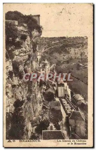 Cartes postales Rocamadour Les falaises du Chateau et le Monastere