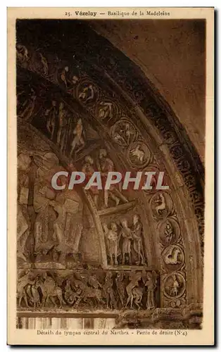 Cartes postales Vezelay Basilique De La Madeleine Details Du Tympan Central Du Narthex Partie De Droite