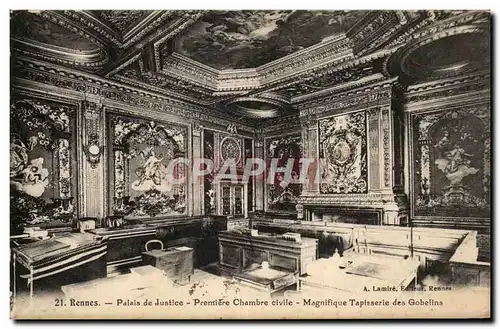 Cartes postales Rennes Palais de Justice Premiere Chambre civile Magnifique Tapisserie des Gobelins