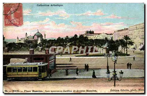 Cartes postales Nice Place Massena Les Nouveaux Jardins Et Avenue Massena Tramway