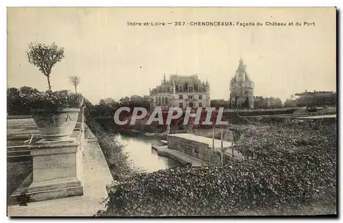 Cartes postales Chenonceaux Facade du Chateau et du Port